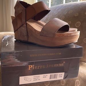 Pierre Dumas wedge sandals, bronze.  New in box.